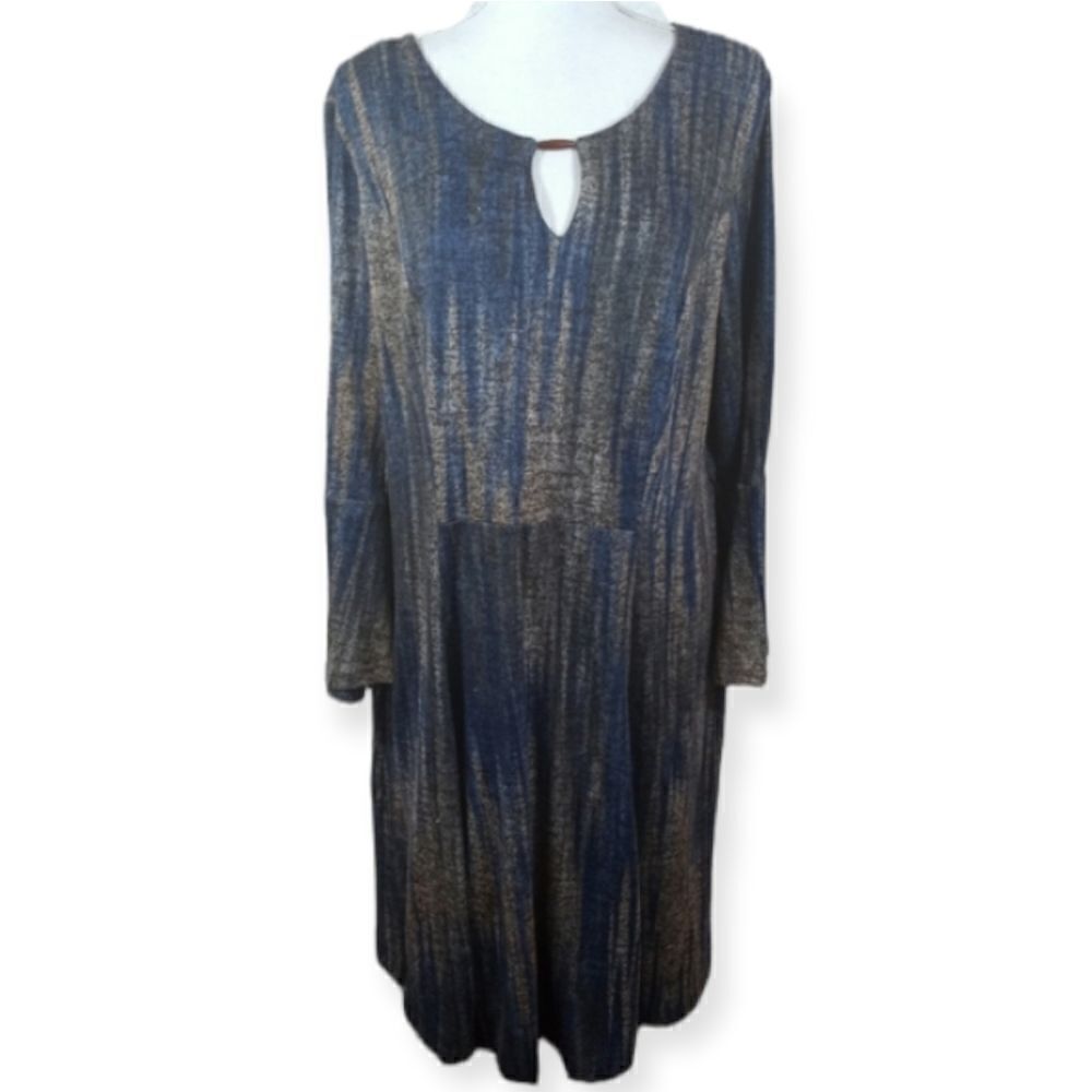 SIGNATURE BY ROBBIE BEE GRAY & BLUE DRESS SZ.XL EUC